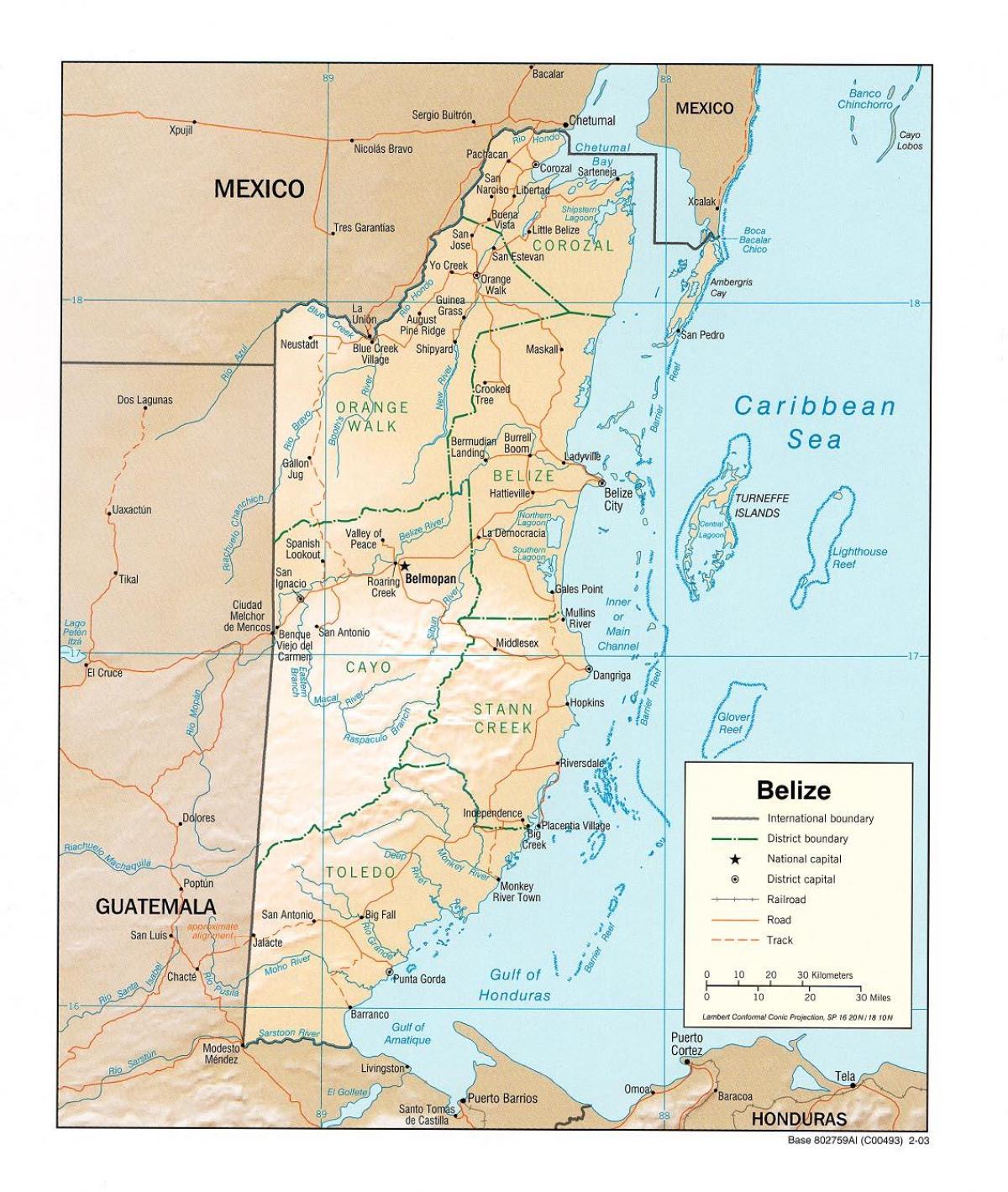 mapa mostrando Belize