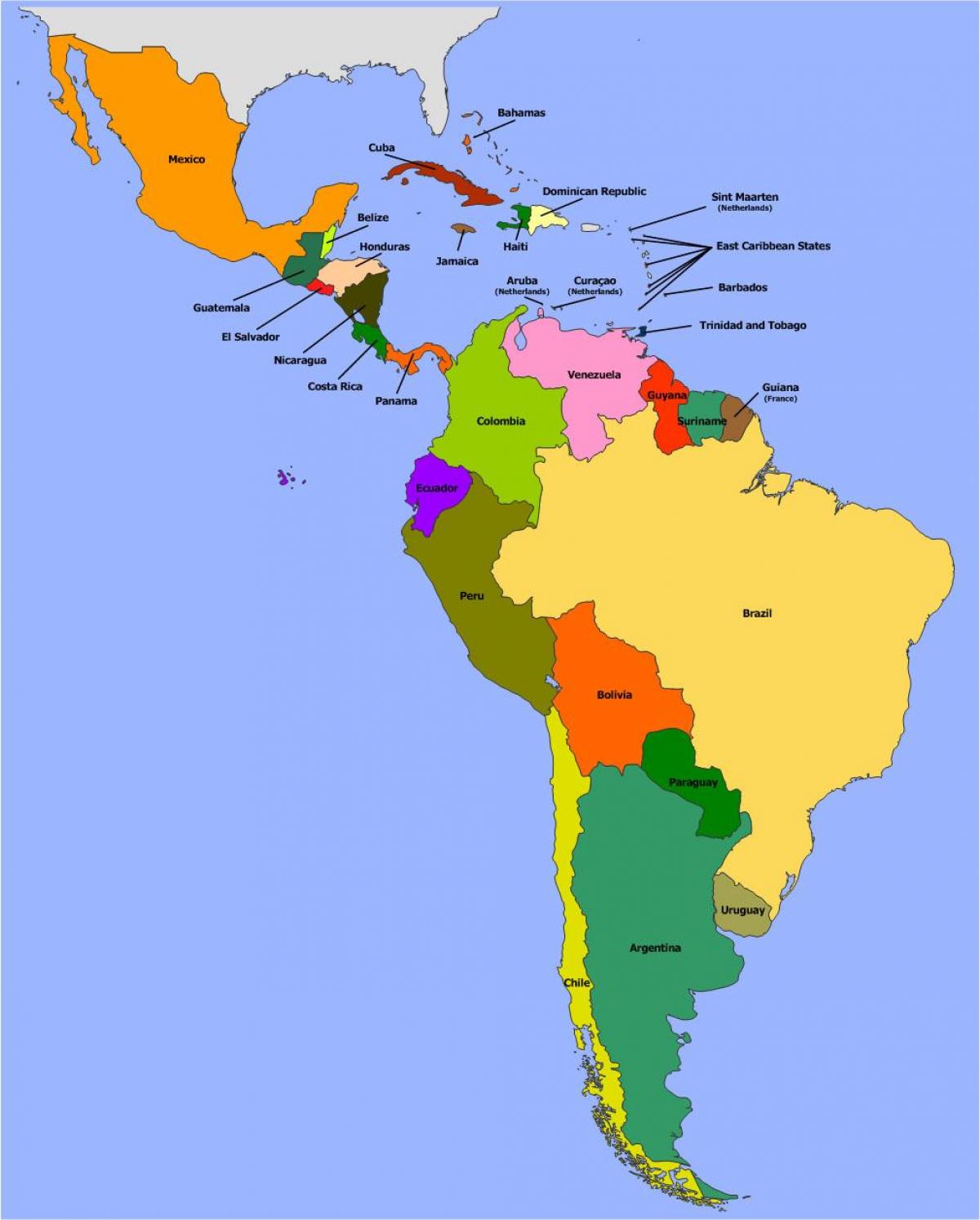 Mapa de Belize, américa do sul