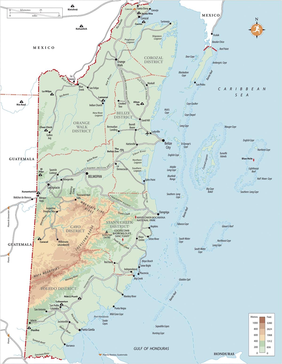 hopkins aldeia de Belize mapa