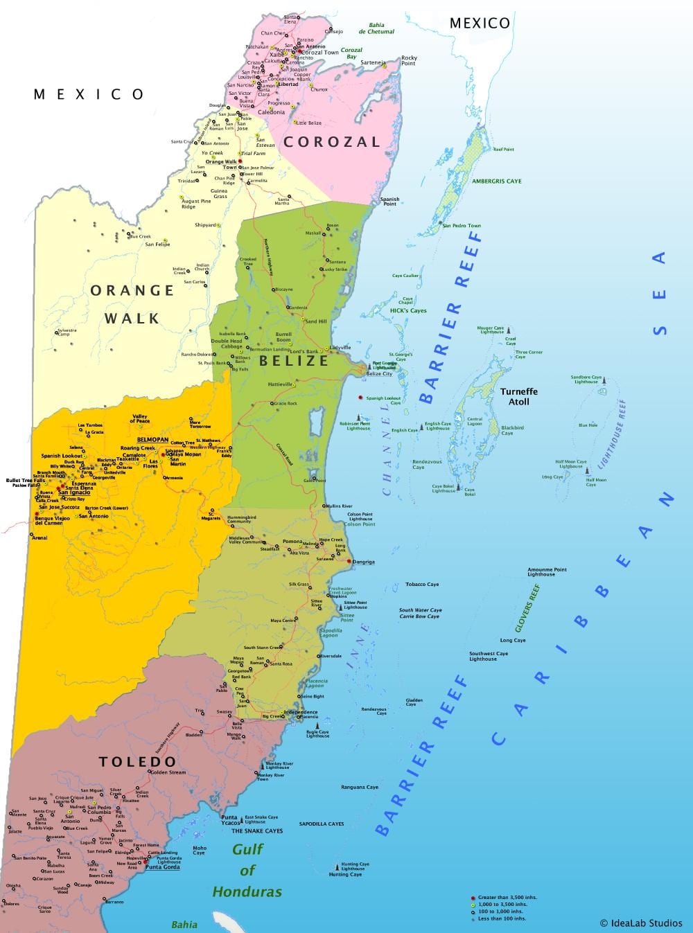 Mapa de Belize com aldeia