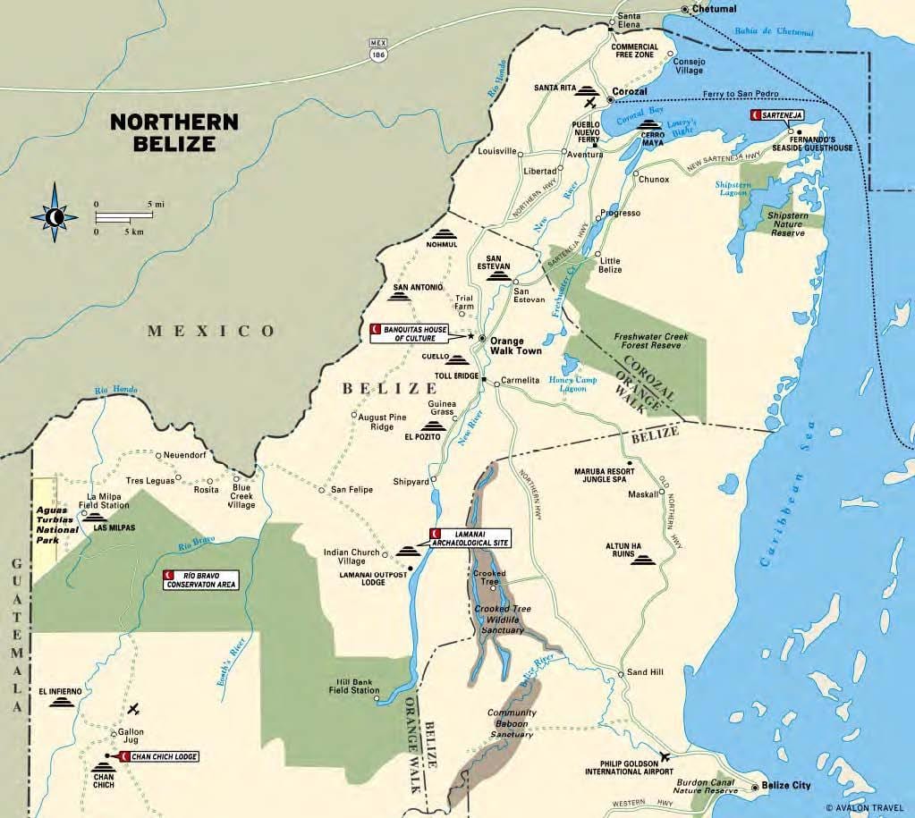 Mapa de sibun rio de Belize