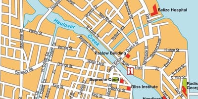 Mapa da cidade de Belize porto de cruzeiros
