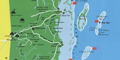 Mapa de Belize mergulho