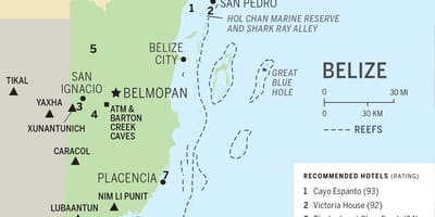 Mapa de Belize praias