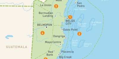 Mapa de Belize e países vizinhos