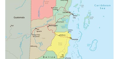 Mapa político de Belize