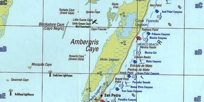Mapa de mergulho Belize