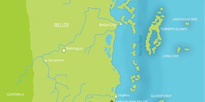 Mapa do santuário de Belize